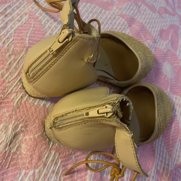 LUCKY BRAND 9.5 WOMEN TALIANNA ESPADRILLE STRAW ZIP/TIE LOW CUTE WEDGES-GOOD CON - Picture 7 of 16